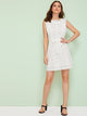 Self Tie Zip Back Eyelet Embroidery Lace Dress
