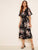 Ditsy Floral Surplice Neck Wrap Knotted Dress