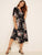 Ditsy Floral Surplice Neck Wrap Knotted Dress