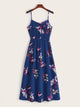Floral Print High Waist Slip Dress