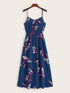 Floral Print High Waist Slip Dress