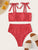 Polka Dot  Tie Shoulder Bikini Set