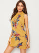 Gathered Detail Floral Print Tunic Dress