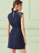Collared Lace Shoulder Self Belted Dress
