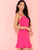 Neon Pink Lace Up Backless Ruffle Hem Slip Dress