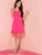 Neon Pink Lace Up Backless Ruffle Hem Slip Dress