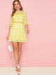 Flounce Sleeve Lace Overlay Fit and Flare Dress