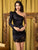 One Shoulder Lace Insert Satin Mini Dress