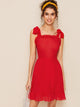 Solid Ruffle Hem Shirred Cami Dress