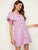 Striped Button Front Butterfly Sleeve Dress