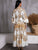 Damask Print Bishop Sleeve Maxi Shirt Dress