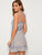 Knot Shoulder Shirred Waist Ruffle Trim Dress