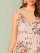 Surplice Neck Floral Print Pleated Cami Dress