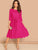 Scallop Trim Belted Flare Dress