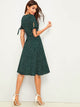 Confetti Pocket Print Knot Cuff Shirt Dress