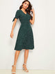 Confetti Pocket Print Knot Cuff Shirt Dress