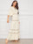 Tassel Tie Neck Floral Tape Detail Crepe Maxi Dress