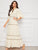 Tassel Tie Neck Floral Tape Detail Crepe Maxi Dress