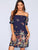 Floral Print Ruffle Cuff Bardot Tunic Dress