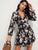 Surplice Neck Button Backless Ruffle Trim Flare Dress