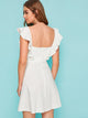 Half Button Ruffle Trim Swing Dress