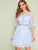 Flounce Sleeve Lace Overlay Fit and Flare Dress