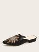 Point Toe Embroidered Flat Mules