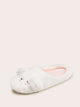 Embroidered Detail Fluffy Slippers
