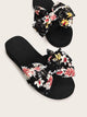 Floral Print Bow Decor Flats