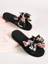 Floral Print Bow Decor Flats