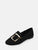 Buckle Front Round Toe Slip On Flats