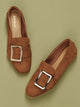 Buckle Front Round Toe Slip On Flats