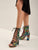 Snakeskin Print Lace-up Front Chunky Heels