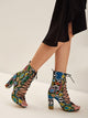 Snakeskin Print Lace-up Front Chunky Heels