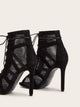Peep Toe Lace-up Front Mesh Stiletto Heels