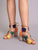 Color Block Lace-up Back Chunky Heels