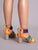 Color Block Lace-up Back Chunky Heels