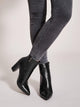 Point Toe Side Zip Croc Chunky Boots