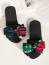 Bow Decor Open Toe Sliders