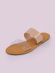 PVC Twin Bands Flat Slide Sandals