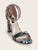 Snakeskin Print Ankle Strap Chunky Heels