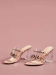 Clear Rhinestone Decor Chunky Heeled Mules