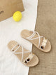 Metal Appliques Cross Strap Sliders