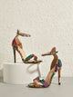 Snakeskin Print Ankle Strap Stiletto Heels