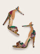 Snakeskin Print Ankle Strap Stiletto Heels