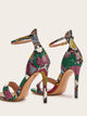 Snakeskin Print Ankle Strap Stiletto Heels