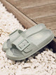 Eyelet Buckle Decor Slippers