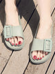 Eyelet Buckle Decor Slippers