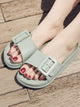 Eyelet Buckle Decor Slippers
