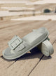 Eyelet Buckle Decor Slippers